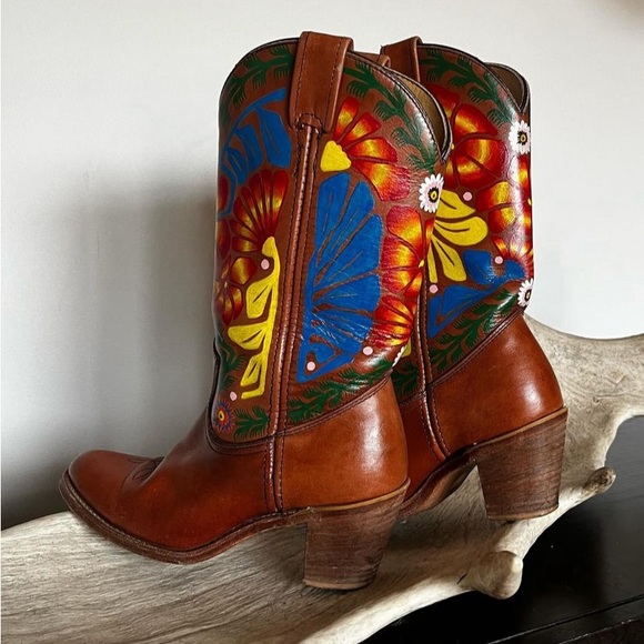 Hand painted vintage western boots - Picture 3 of 4
